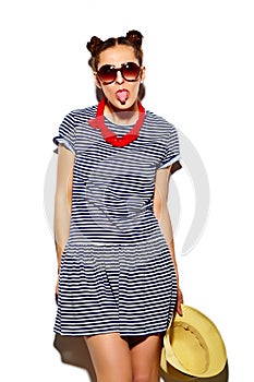 Funny stylish fashion model in hipster cloth