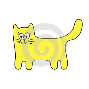 Funny stylized cat sign cartoon icon in curve lines