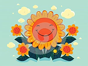 Funny sunflower emoticon