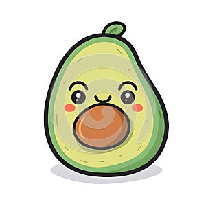 Funny surprised and embarrassed avocado is speechless after being cut in half.