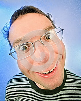 Funny surprised man in glasses portrait