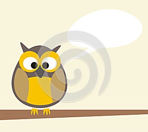 Funny talking owl sitting on the tree - vector