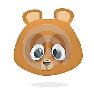 Funny teddy bear smiling head cartoon icon. Vector illustration.