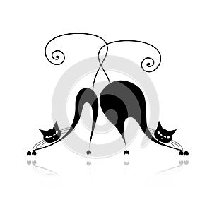 Funny thick and thin cats silhouette for your