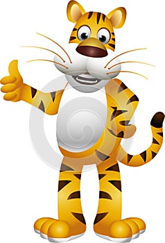 Funny tiger and cartoon