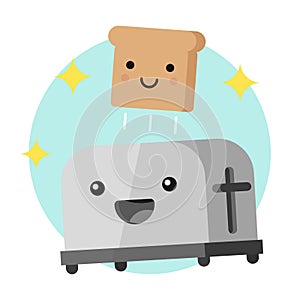 Funny toaster and a slice of bread