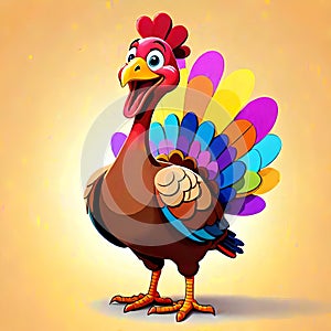 Funny tom turkey smiling colorful thanksgiving bird