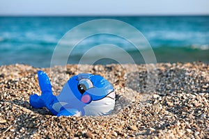Funny toy fish at the beach