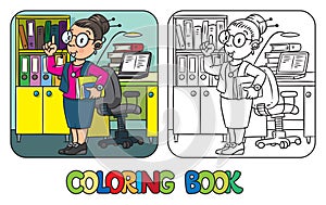 Funny translator or interpreter. Coloring book