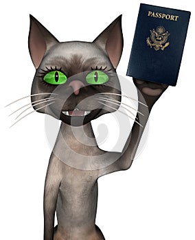 Funny Travel Passport Cat Isolated