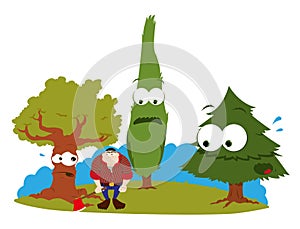 Funny trees and logger photo
