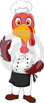 Funny Turkey Chef cartoon pointing