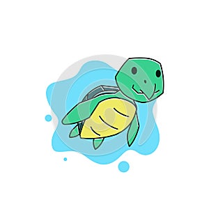 Funny Turtle Tortoise Swimming Diving Sea Underwater Exotic Reptile Cartoon