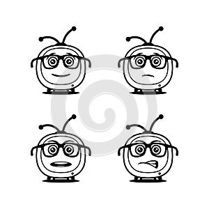 Funny TV symbols in glasses - vector icons