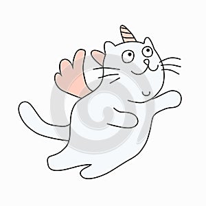 Funny unicorn cat or pegasus