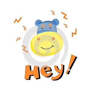 Funny vector cartoon hippo illustration