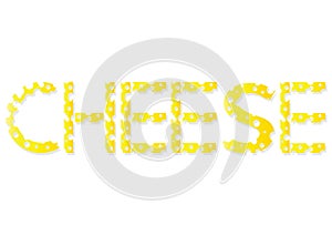 Funny vector illustration of cheese notice made of cheese slices