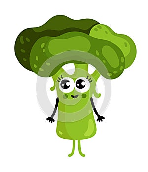 Funny vegetable broccoli cartoon character