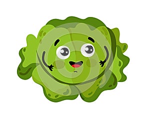 Funny vegetable cabbage cartoon character