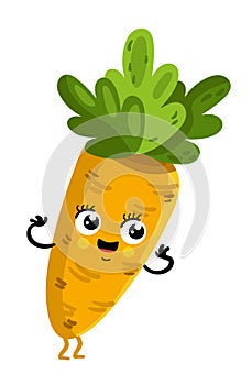 Funny vegetable carrot cartoon character
