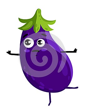 Funny vegetable eggplant cartoon character