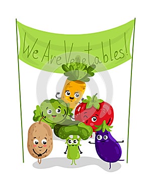Funny vegetable isolated cartoon characters