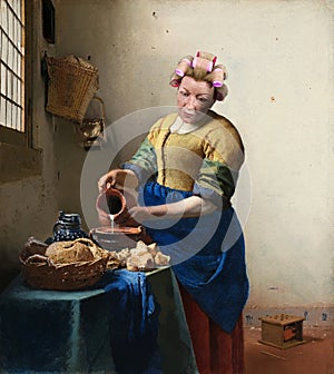 Funny Vermeer Oil Painting Milkmaid Spoof photo