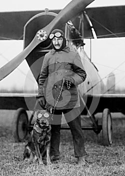 Funny Vintage Aviator pilot, Dog, Aviation