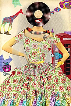 Funny vintage fashion contemporary art collage.