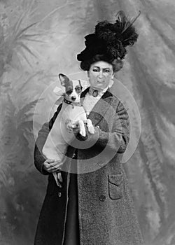 Funny Vintage Woman, Dog, Portrait Photography