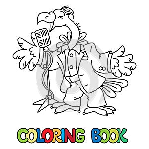 Funny vulture singer or vocalist ABC coloring book