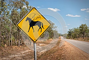 Funny warning sign - winged horses ahead, Northern Territories,