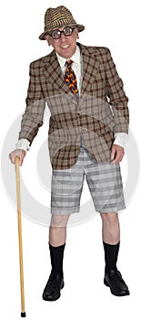 Funny Well Dressed Elderly Senior Man, Isolated