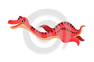 Funny Winged Dinosaur Flying as Ancient Reptile Vector Illustration
