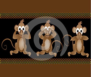 Funny wise monkeys see no evil hear no evil speak