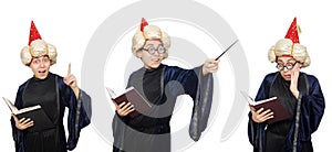 The funny wise wizard isolated on the white