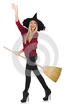 Funny witch with broom