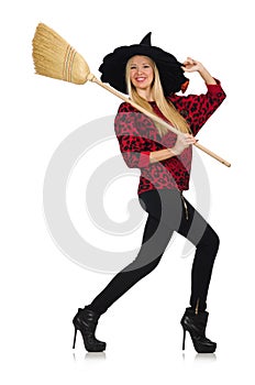 Funny witch with broom