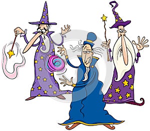 Funny wizards cartoon characters group photo