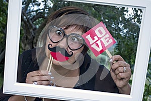 Funny Woman Frame Mustache Love Spectacles