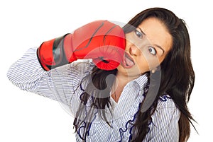 Funny woman hit itself