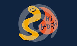Funny worm with speech bubble