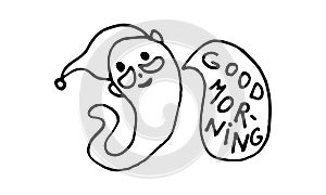 Funny worm with speech bubble