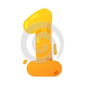 Funny Yellow Balloon Number or Numeral One Vector Illustration