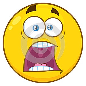 Funny Yellow Cartoon Smiley Face Character With Expressions A Panic