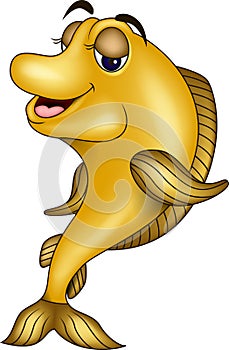 Funny yellow fish cartoon
