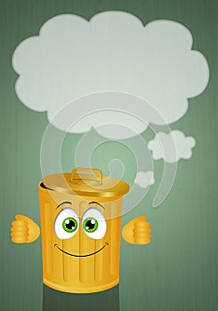 Funny yellow garbage bin