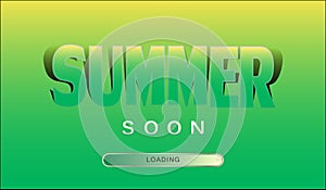 Funny yellow-green banner with the inscription SUMMER soon. Vector