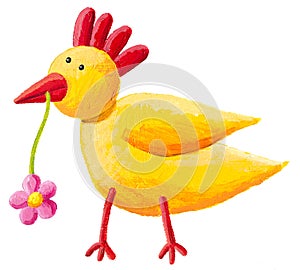 Funny yellow hen