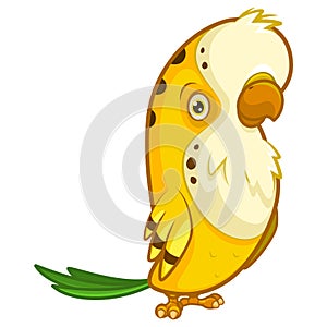 Funny yellow parrot with a small beak